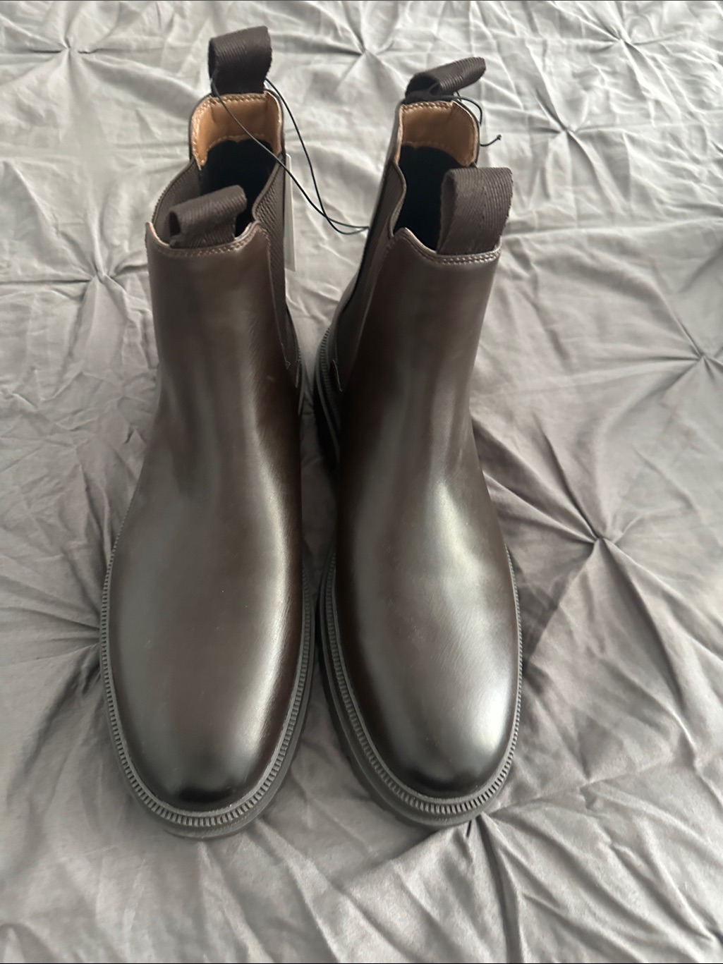 H&M Dark Brown Chukka Boots - Smooth Leather Pull-Tab Design